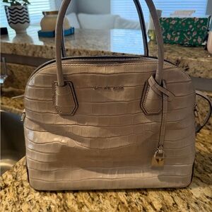 Michael Kors Taupe Croc-Embossed Satchel